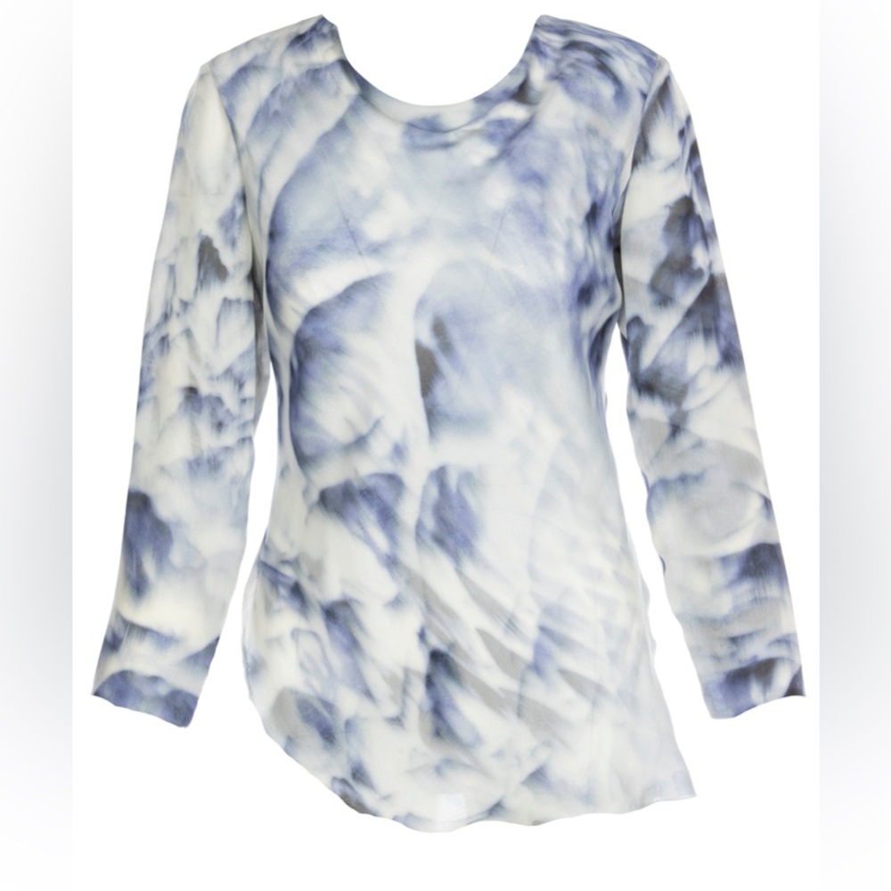 Giorgio Armani 100% Silk Abstract Print Blouse Top Made in Italy Size 46 L